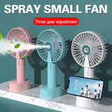 Portable Mini Hand-held Small Desk USB Rechargeable Mist Spray Fan