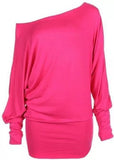 Womens Off Shoulder Batwing Top Ladies Long Sleeve Baggy Top
