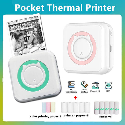 Mini Pocket Thermal Printer Mobile Bluetooth Phone Photos Label Printing Machine