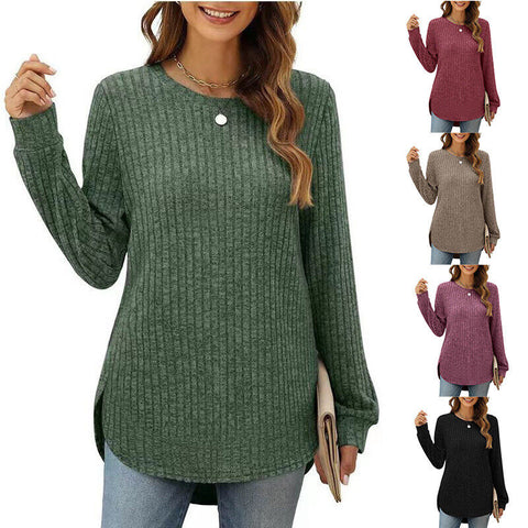 Womens Holiday Loose Jumper Casual Plain Tops