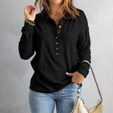 Women Polo Shirt Long Sleeve Loose Pullover Tops