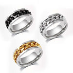 Men's Stainless Steel Curb Chain Band Ring - Toplen