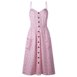 Womens Floral Button Pocket Summer Dress - Toplen