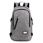 Men Polyester Solid Big School Bag Backpack for Teenager USB Charge Interface - Toplen