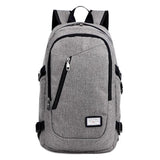 Men Polyester Solid Big School Bag Backpack for Teenager USB Charge Interface - Toplen