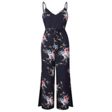 Womens Holiday Floral Playsuit Ladies Summer Sleeveless Long Maxi Jumpsuits - Toplen