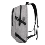 Men Polyester Solid Big School Bag Backpack for Teenager USB Charge Interface - Toplen