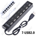 USB 2.0 7-Port Hub Adapter for Desktop Laptop PC Notebook Computer - Toplen