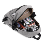 Men Polyester Solid Big School Bag Backpack for Teenager USB Charge Interface - Toplen