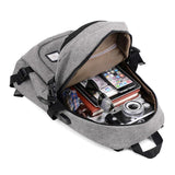 Men Polyester Solid Big School Bag Backpack for Teenager USB Charge Interface - Toplen
