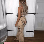 Womens Holiday Floral Playsuit Ladies Summer Sleeveless Long Maxi Jumpsuits - Toplen