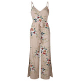 Womens Holiday Floral Playsuit Ladies Summer Sleeveless Long Maxi Jumpsuits - Toplen