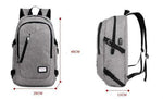 Men Polyester Solid Big School Bag Backpack for Teenager USB Charge Interface - Toplen