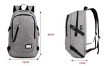 Men Polyester Solid Big School Bag Backpack for Teenager USB Charge Interface - Toplen