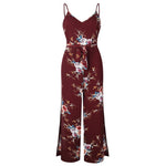 Womens Holiday Floral Playsuit Ladies Summer Sleeveless Long Maxi Jumpsuits - Toplen