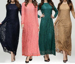 Women Long Sleeve Lace  Asian Style Long Maxi Dress - Toplen