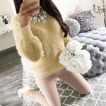 Fashion Women Long Sleeve Fluffy Sweater Jumper Pullover Sweatshirt - Toplen