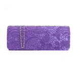 Womens Satin Floral Lace Designer Clutch Bag Evening Party Wedding Purse - Toplen