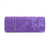 Womens Satin Floral Lace Designer Clutch Bag Evening Party Wedding Purse - Toplen