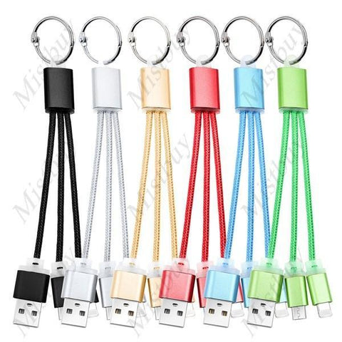 2 in 1 Portable Key Ring Micro-USB Cable for Universal Cellphone Android iOS iPhone iPad - Toplen