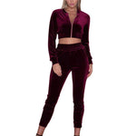 Ladies Velvet Tracksuit Sweatshirt Pants - Toplen