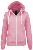 Womens Plain Hoodie Sweatshirt Hooded Jumper Jacket Zip Top - Toplen