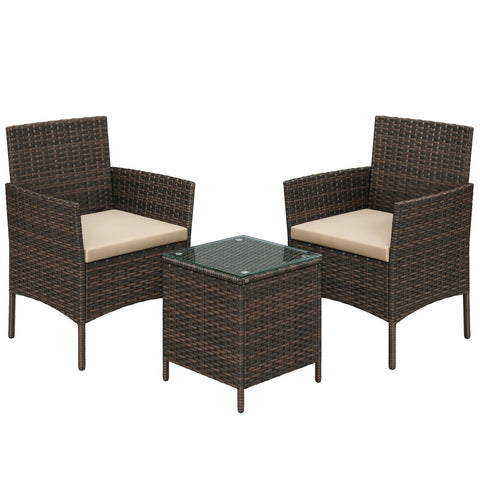 Rattan Garden Furniture Set 3 Pcs Outdoor Patio Furniture Sofa Table Chairs