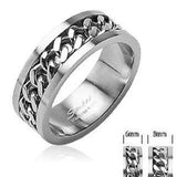 Men's Stainless Steel Curb Chain Band Ring - Toplen