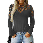 Ladies Hollow Neck T-Shirt Short Sleeve Casual Loose Tops