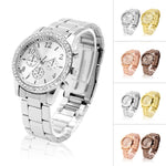 Fashion Ladies Women Crystal Diamond Dial Stainless Steel Quartz Wrist Watch - Toplen
