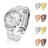Fashion Ladies Women Crystal Diamond Dial Stainless Steel Quartz Wrist Watch - Toplen