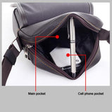 Men Black Handbag Briefcase Shoulder Messenger Bag - Toplen