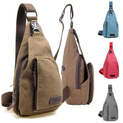 Unisex Canvas Casual Military Hiking Bicycle Crossbody Chest Bag Shoulder Bag - Toplen