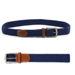 Unisex Men Women Elastic Stretch Woven Canvas Leather Pin Buckle Waist Belt - Toplen