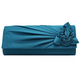 Ladies Satin Clutch Bag With Rose Wedding Party Prom Bridal Handbag - Toplen