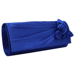 Ladies Satin Clutch Bag With Rose Wedding Party Prom Bridal Handbag - Toplen