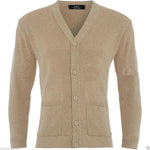 Mens Plain Knitted V Neck Buttoned Cardigan - Toplen