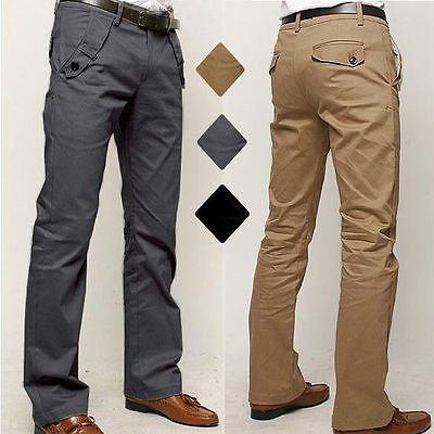 Mens Chinos Trousers Cotton Slim Fit Jeans Straight Leg Designer Casual - Toplen