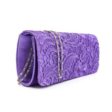 Womens Satin Floral Lace Designer Clutch Bag Evening Party Wedding Purse - Toplen