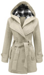Womens Ladies Girls Belted Fleece Coat Hooded Jacket - Toplen