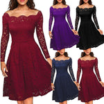 Ladies Lace Swing Skater Party Evening Retro Dress - Toplen