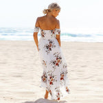Boho Womens Holiday Off Shoulder Floral Maxi Summer Beach Party Dress - Toplen