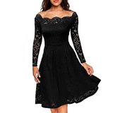 Ladies Lace Swing Skater Party Evening Retro Dress - Toplen