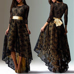 Womens Lace Floral Long Dress Cocktail Formal Prom Party Evening Dress - Toplen
