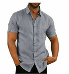 Mens Linen Style Short Sleeve Casual Fit Shirts