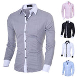 Mens Long Sleeve Shirt Button Up Business Work Smart Formal Plain - Toplen