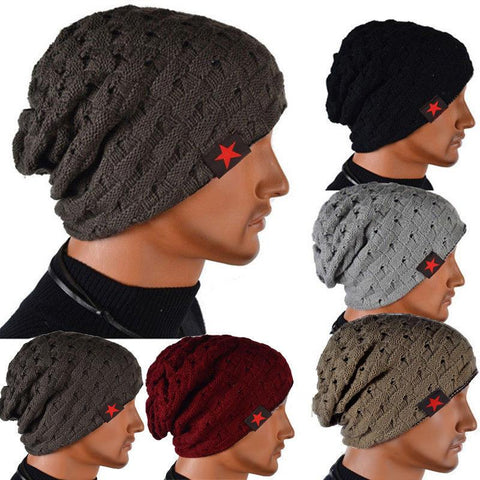 Unisex Mens Womens Beanie Cap Wool Knit Baggy Hat - Toplen