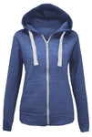 Womens Plain Hoodie Sweatshirt Hooded Jumper Jacket Zip Top - Toplen