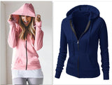 Ladies Womens Girls Plain Hoodie Sweatshirt Hooded Jumper Jacket Zip Top - Toplen