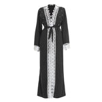Lace Trim Open Full Length Maxi Overcoat Dress - Toplen